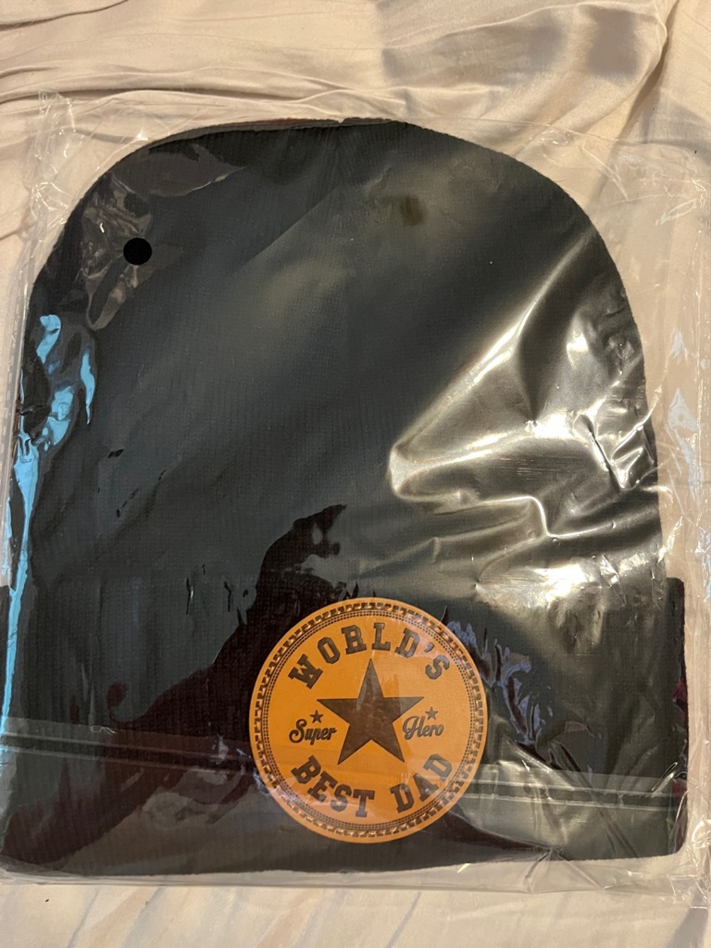 New in Box- Black Beanie with "World's Best Dad" Patch
